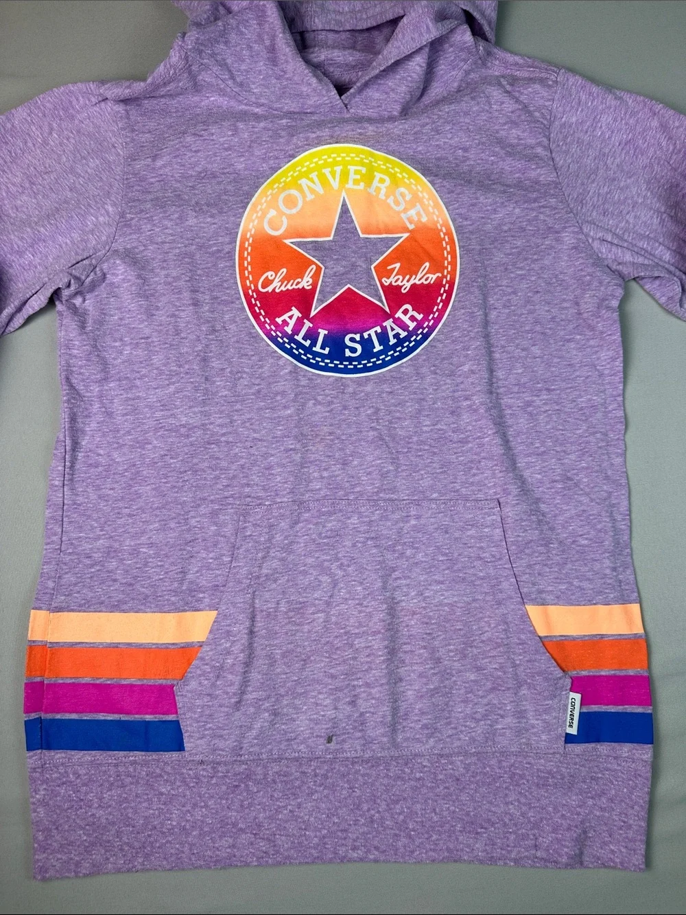 Converse Girls Long Sleeve Hooded Shirt Kids Purple Hoodie Size Large